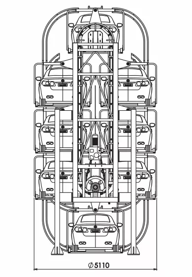 垂直循環(huán)類智能立體車庫結(jié)構(gòu)示意圖